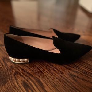 Nicholas Kirkwood Suede Flats with faux pearl accents